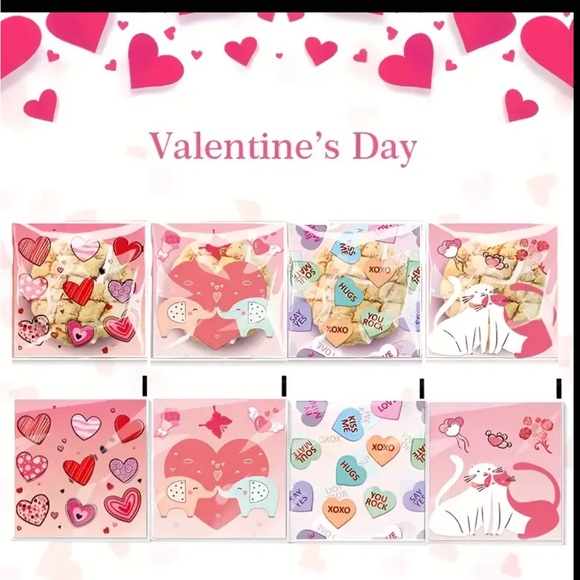 💕5/$15 Heart Design Gift Bags, self seal 50 Count - Picture 1 of 6